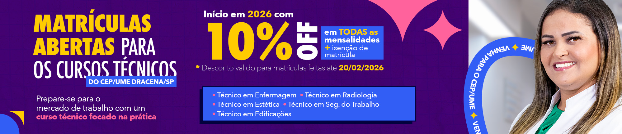 Cursos Técnicos - Matrículas até 31/10/2025